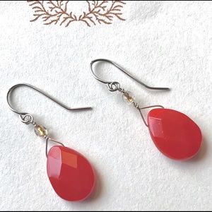 Cherry 🍒 Quartz Silver Teardrop Earrings